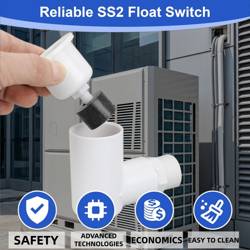 Adjustable Water Level SS2 Switch Auto Shutoff For AC Condensate Overflow