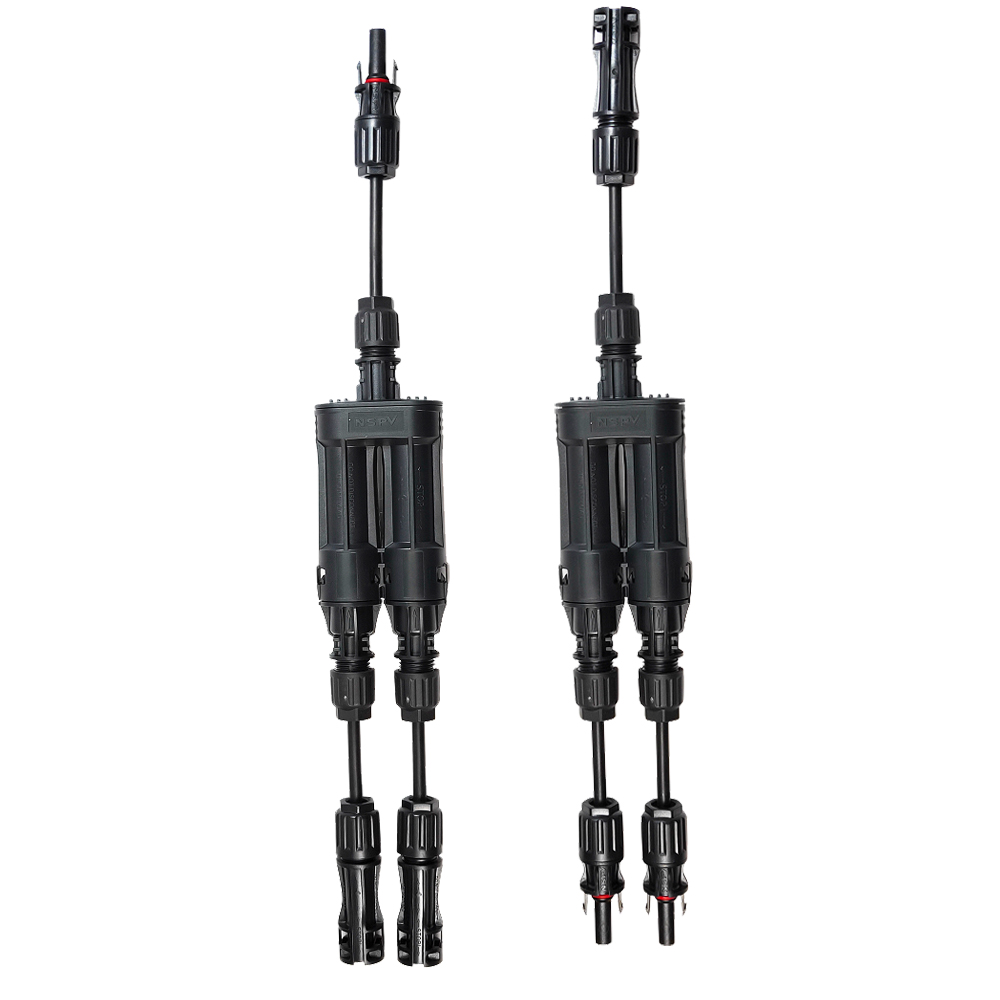 Solar Branch Fuse Connector Y Cable with 25A Copper Fuse Link IP68 Waterproof Mc Connectors 50cm Length