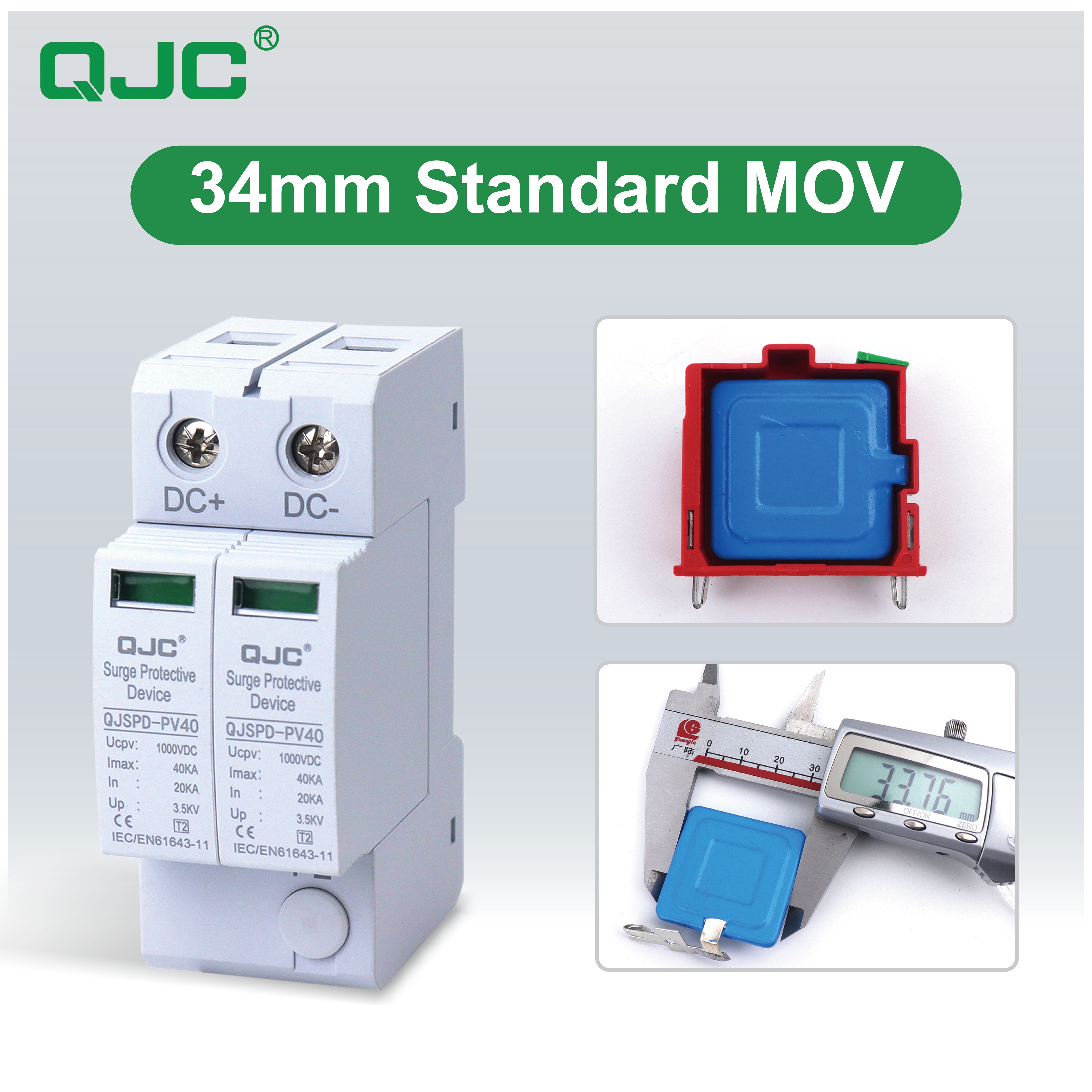 1000V DC Surge Protector for Photovoltaic Combiner Box, 40KA Whole House SPD