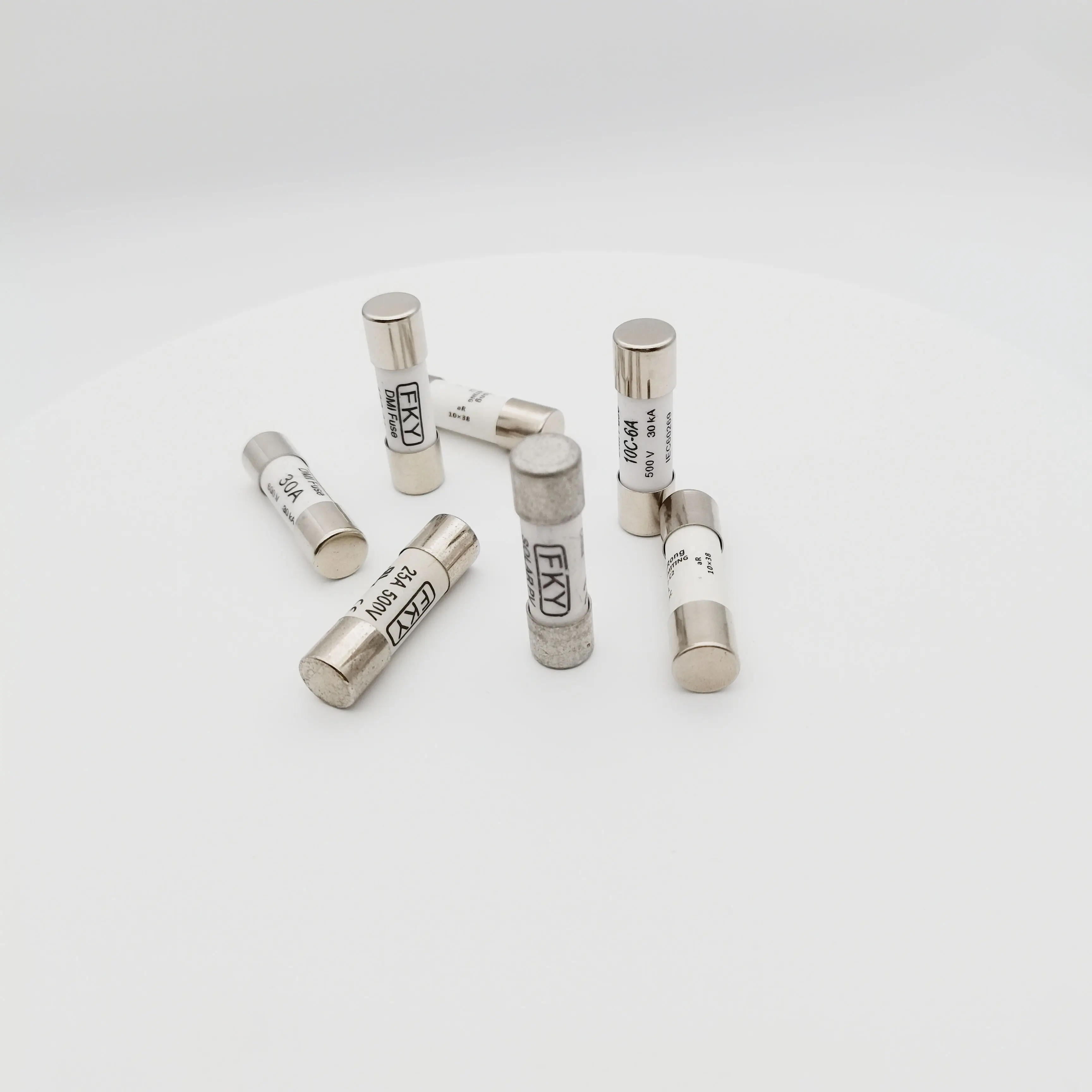 FKY/ANDU 10CH/10H 10*38 Ceramic Cartridge Tube Fuse 63mA~40A 250V~1000V AC/DC High Current High Voltage Quick Break Socket