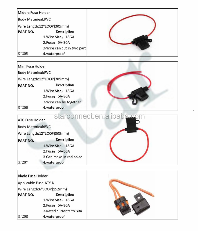 10 12 14 16 18 20 AWG Inline Loop Fuse Holder for ATC ATO Blade Fuse Waterproof Red Wire Copper 12V 15 20 25 30 a Power Blade