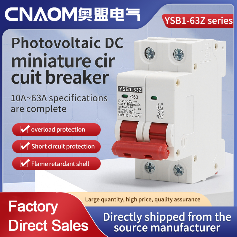Factory Direct Sale YSB1-63Z Series 1P Small Photovoltaic DC Circuit Breaker Overload/Short Circuit Protection