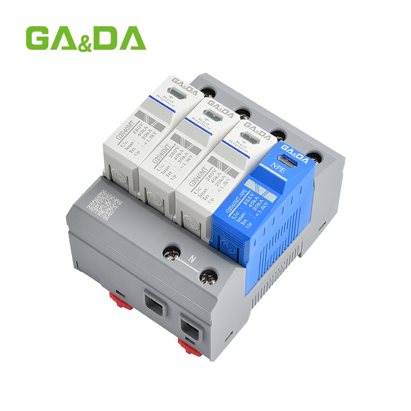Whole House 3P+N AC Surge Protector 20-40kA 280V DIN Rail Mount T2 Power Guard Lightning Protection CE Certified
