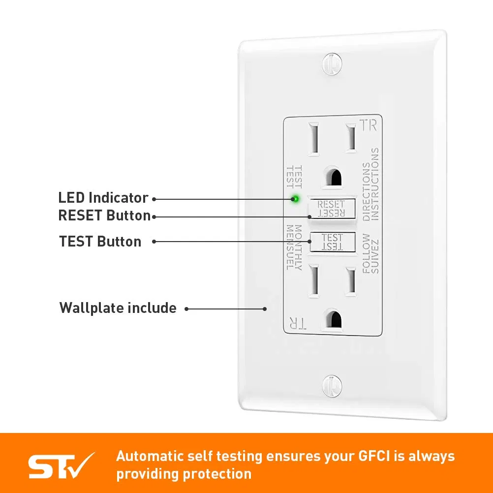125V 60Hz GFCI Outdoor Electric Outlets Duplex Receptacle