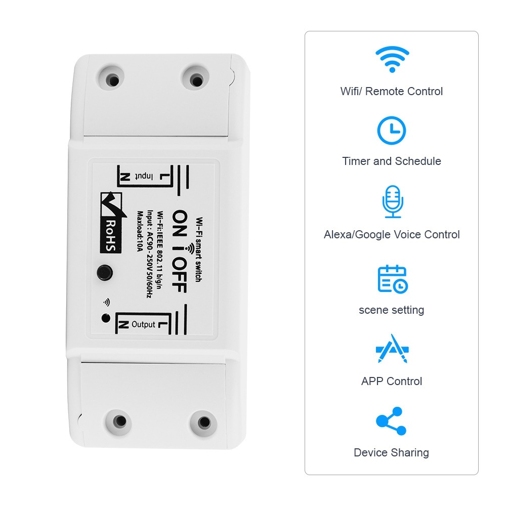 FY01 10A Ewelink Smart Switch WiFi Circuit Breaker EwelinkAPP Relay Remote Control Timer
