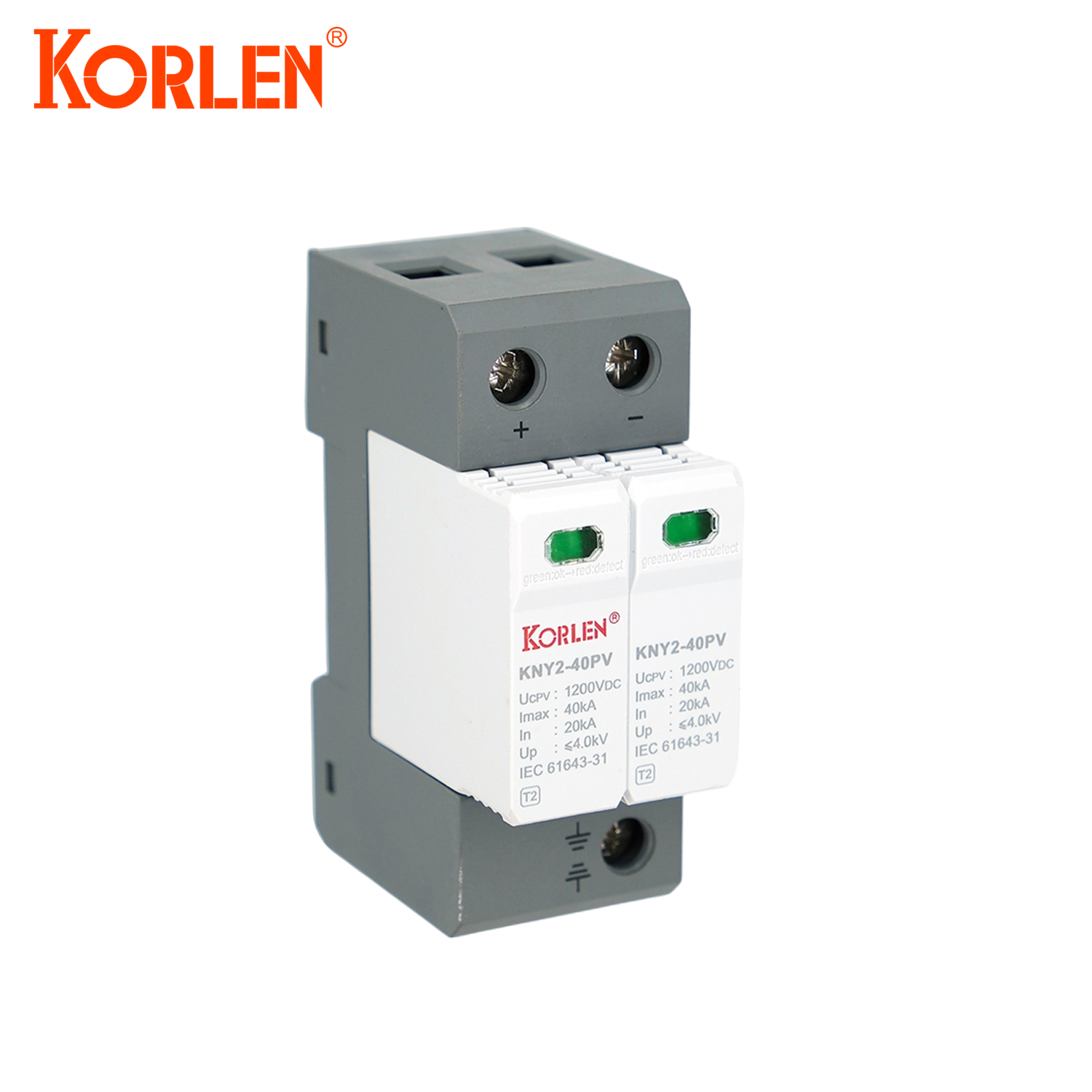 KORLEN 1200V 2P 20-40KA T2 Whole House DIN Rail Voltage Protector Power Strip Surge Protector