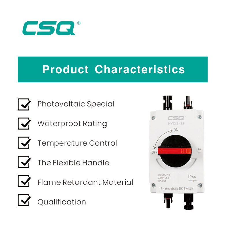 CSQ Solar Dc 20a Isolator Switch 63A DC Pv Isolating IP66 Switches Disconnector Switch for Pv System