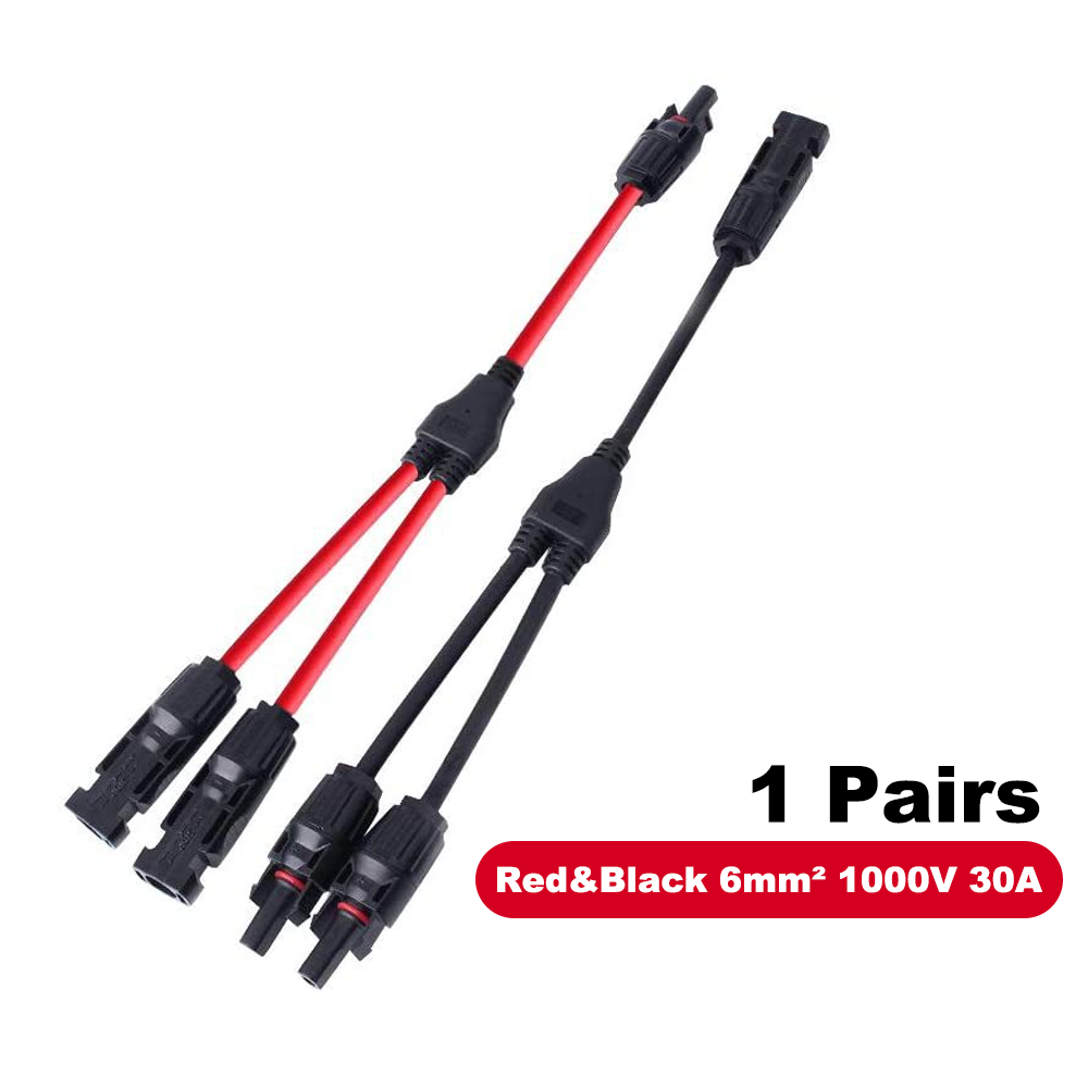 Hot Sale 1000V 30A IP67 Y Branch Solar Energy PV Panel Connector Cable PPO Material 10AWG 2 in 1 Y3 1-to-2 3Way for Solar Power