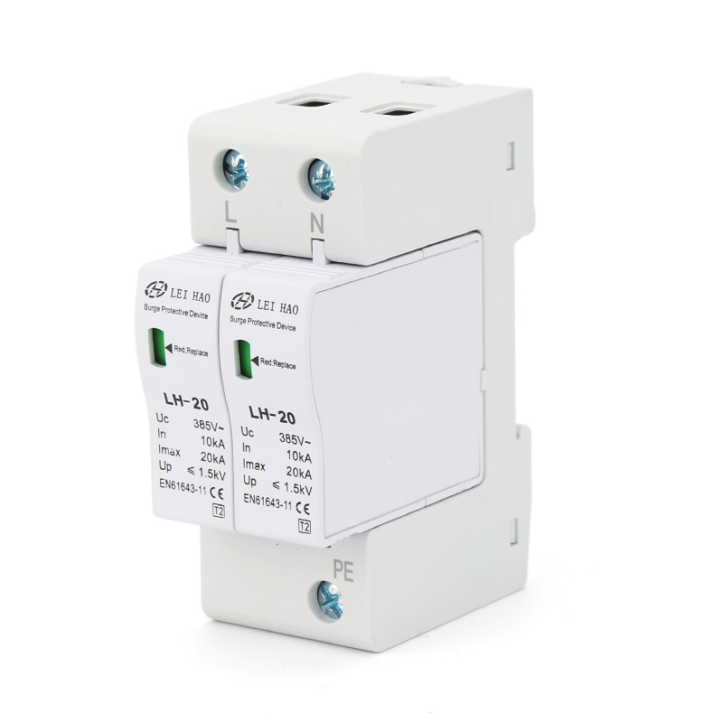 LEIHAO T1 T2 AC Surge Protector 20KA 2P 385V PV SPD Lightning Protection Surge Protection Devices For Solar Energy System CE