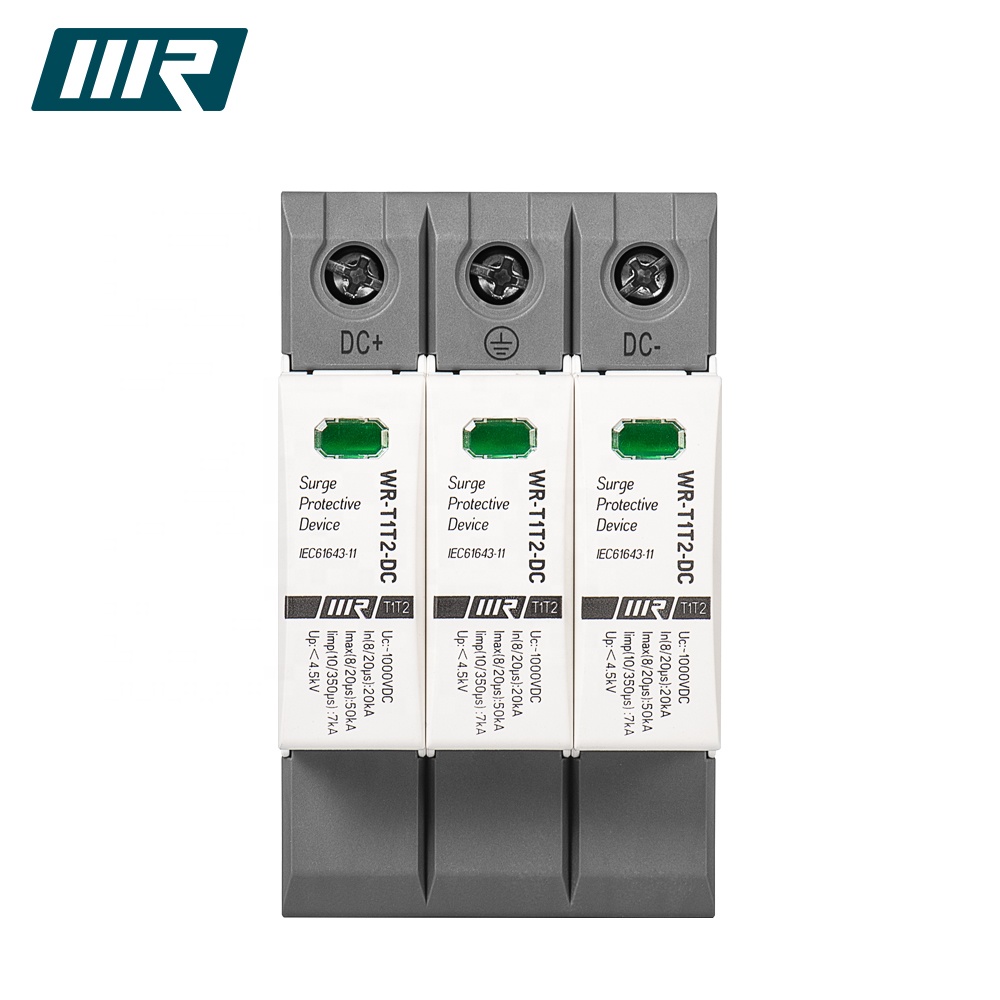 WRDZ WR-T1T2-DC 3P Manufacturer PV Photovoltaic Surge Arresters Type 1 2 SPD for Solar Panel
