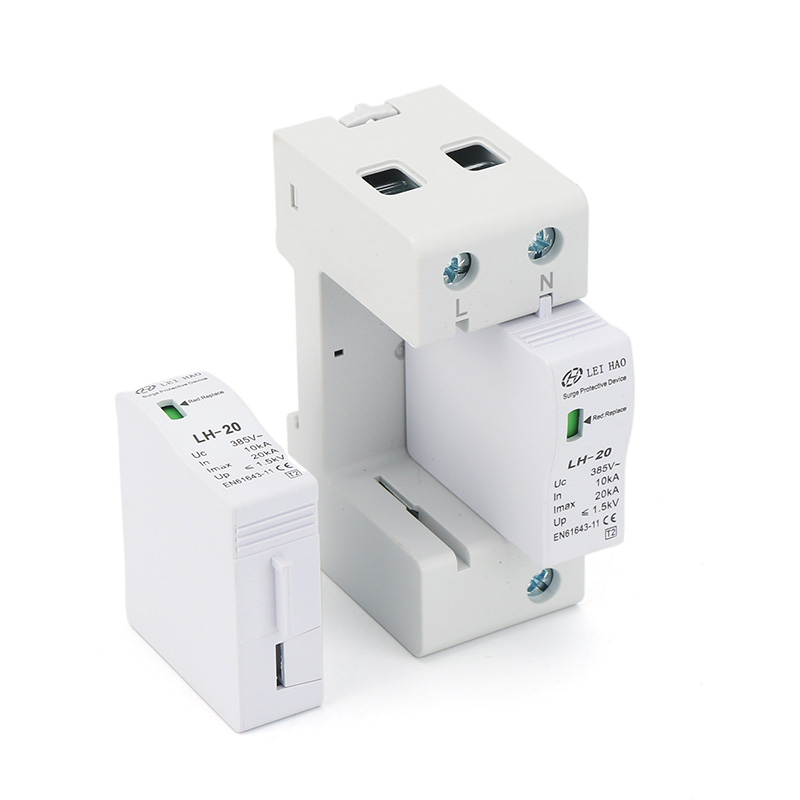 LEIHAO T1 T2 AC Surge Protector 20KA 2P 385V PV SPD Lightning Protection Surge Protection Devices For Solar Energy System CE