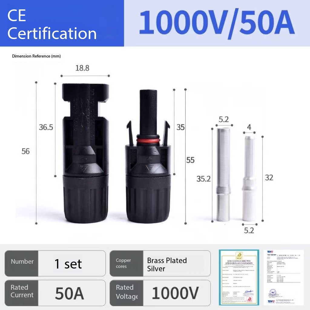 For MC4b Photovoltaic Connector Waterproof Adapter Solar Quick Connection Line Male/Female 50A IP67 PPO Housing