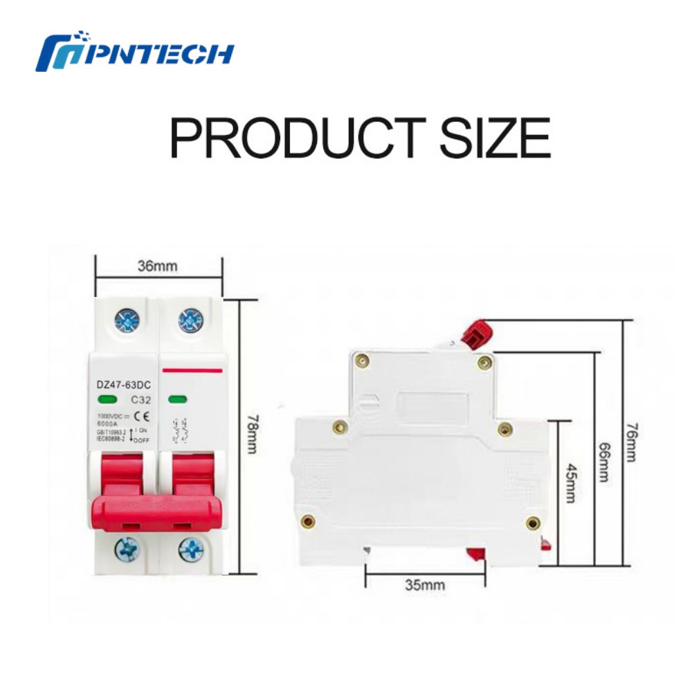 Durable DC500V Solar PV Circuit Breaker Switch IP20 Outdoor 1 String 32A PV Disconnect Switch for Solar Energy
