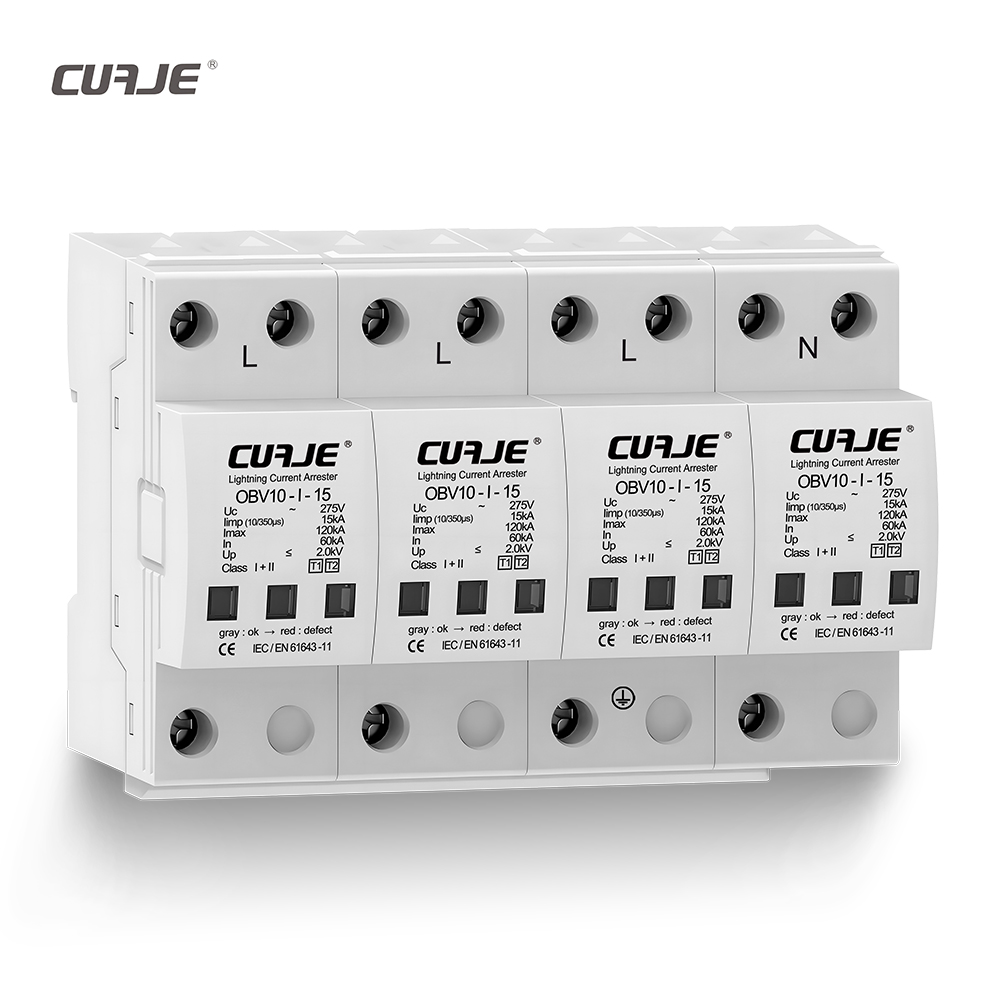 15kA Surge protection Device 4P TYPE 1+2 SPD 380V AC Power Surge Protector
