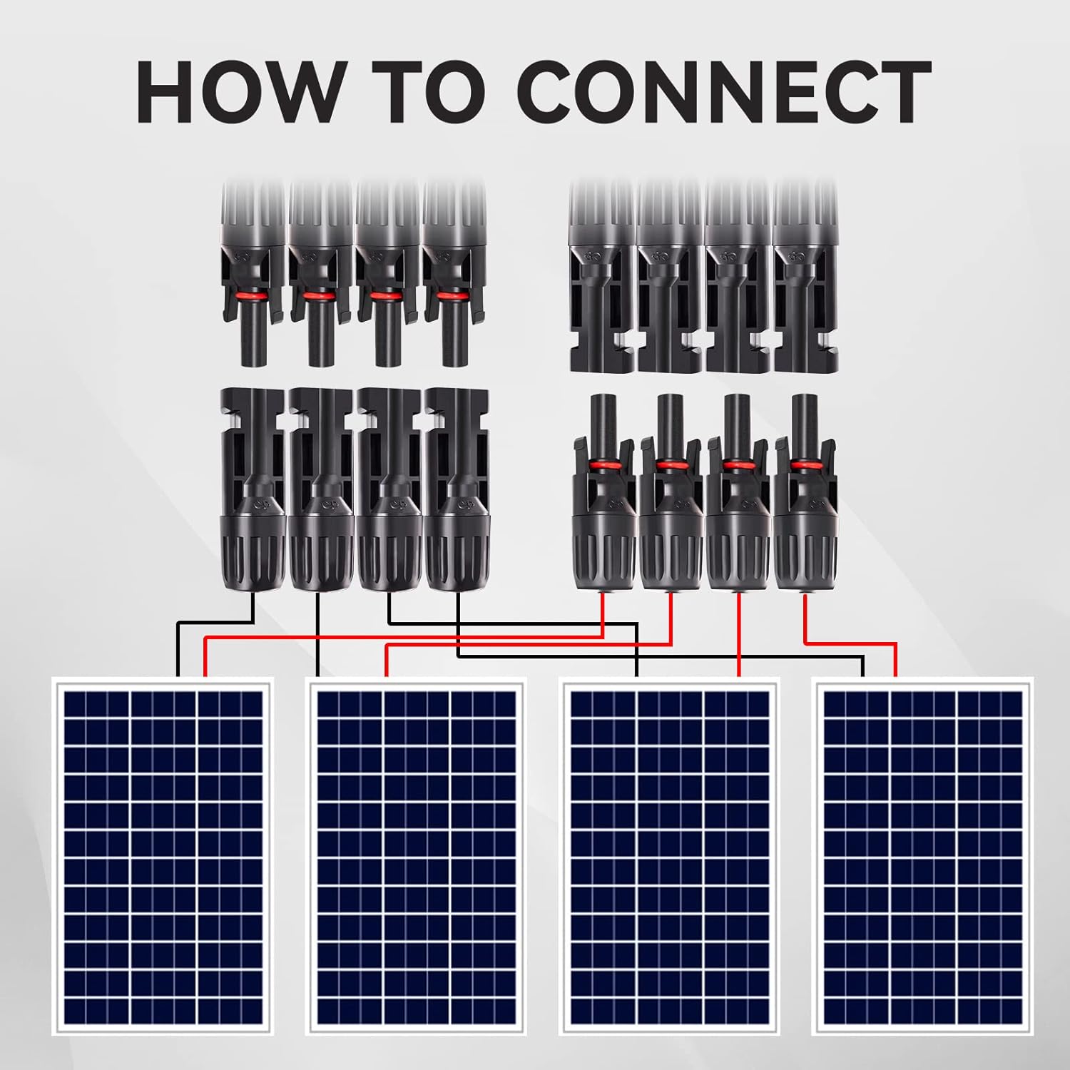 Y Type Solar PV Branch Cable Connector Parallel Adapters 1500V DC 50A 1 to 2 3 4 Way Solar Panel Connector