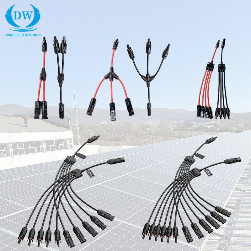 Y Type Solar PV Branch Cable Connector Parallel Adapters 1500V DC 50A 1 to 2 3 4 Way Solar Panel Connector