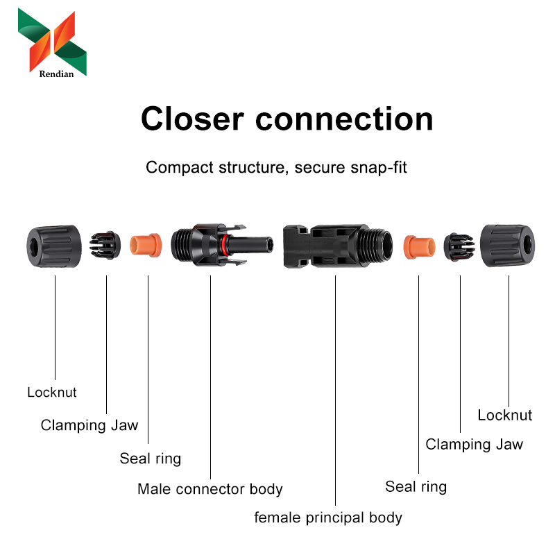 MC4 Waterproof Solar Cable Connector 1500V 30A Solar Panel Connector Suitable for Solar Charge Controller