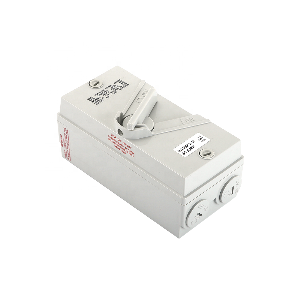 Selhot OEM UKF 380V 63A Outdoor Waterproof 2Pole 20A AC 3 Phase Isolator Switch Metal Plastic Knife Switch Indoor Disconnect