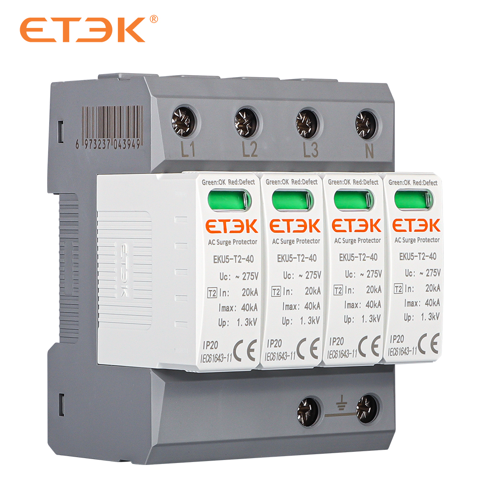 ETEK Whole House 40ka Surge protection Protector Device 3p 4p AC SPD Ac Surge Protective Device