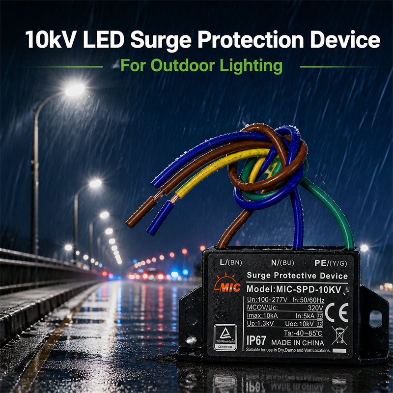 Type 1 SPD AC100-277V 10kV Surge Protection Device with 10kA Imax for LED Lighting