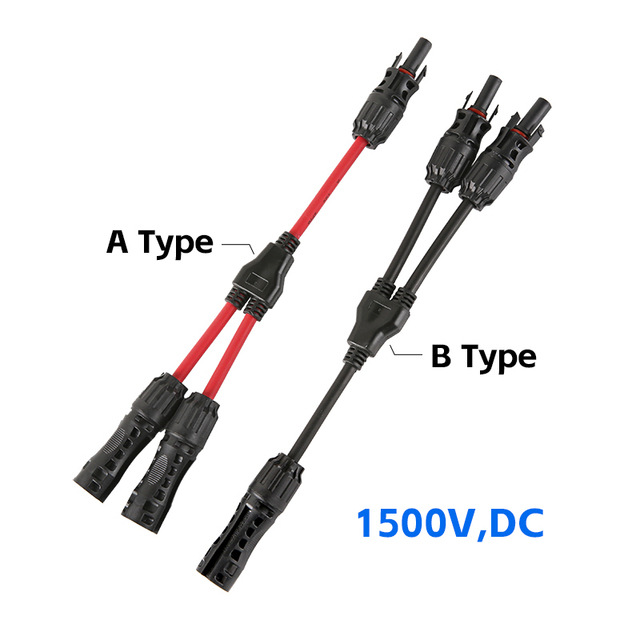 MC4Y type three-way solar connector IP68 waterproof plug, two-in-one plug Copper Connectors, battery panel three-way connector
