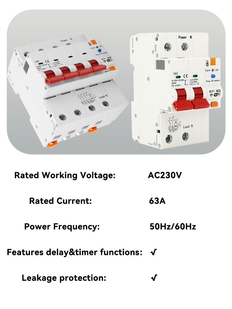 EWelink Wifi Smart MCB Switch 63A 1/2/3/4P Circuit Breaker with Remote Control Via App 6ka Breaking Capacity No Power Metering