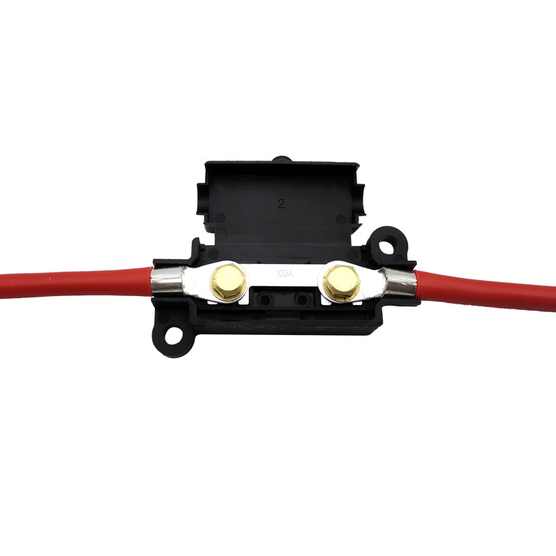 80A 100A Inline Maxi Blade Fuse Holder IP65 Waterproof 8AWG Oxygen-Free Copper Wire Automotive High Current 24V DC Fuse Box for