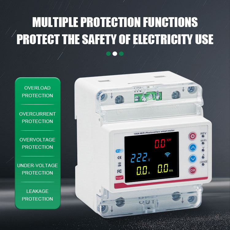 Tuya Smart Home WiFi Single Phase AC Circuit Breaker Remote Control PV Metering LED PC Din Voltage Protector MCB Switches