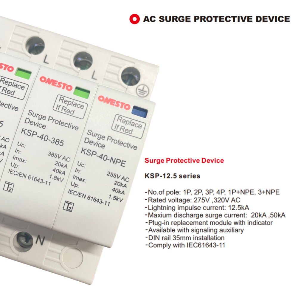 Wholesale AC Surge Protection Device Type 1 Type 2 3P+N AC SPD 275V 320V Surge Arrestor 12.5kA Lightning Arrester