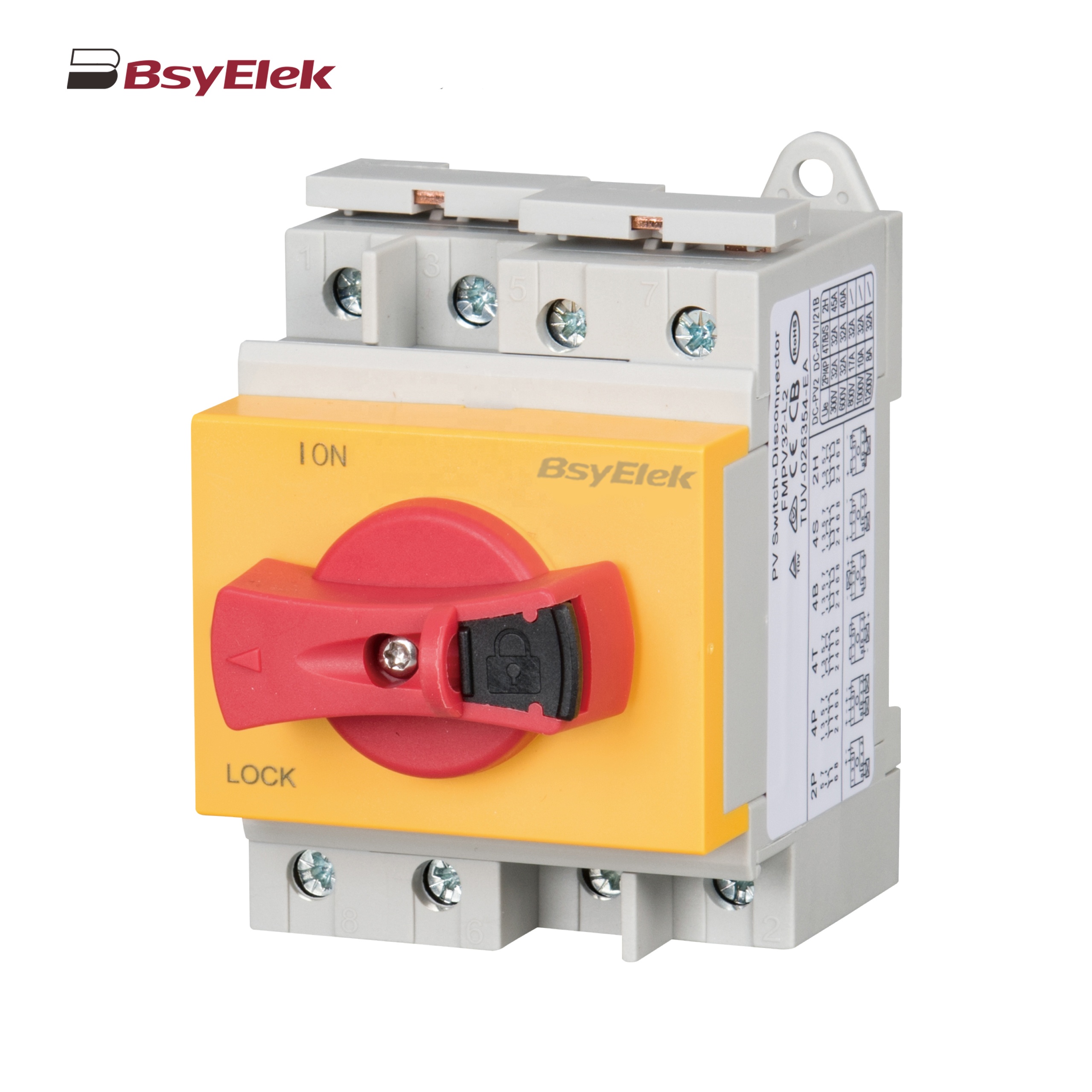Self Lock 300V 600V 800V 1000V 1200V 2P 4P PV Disconnect DC Isolation Switch With Red Handle