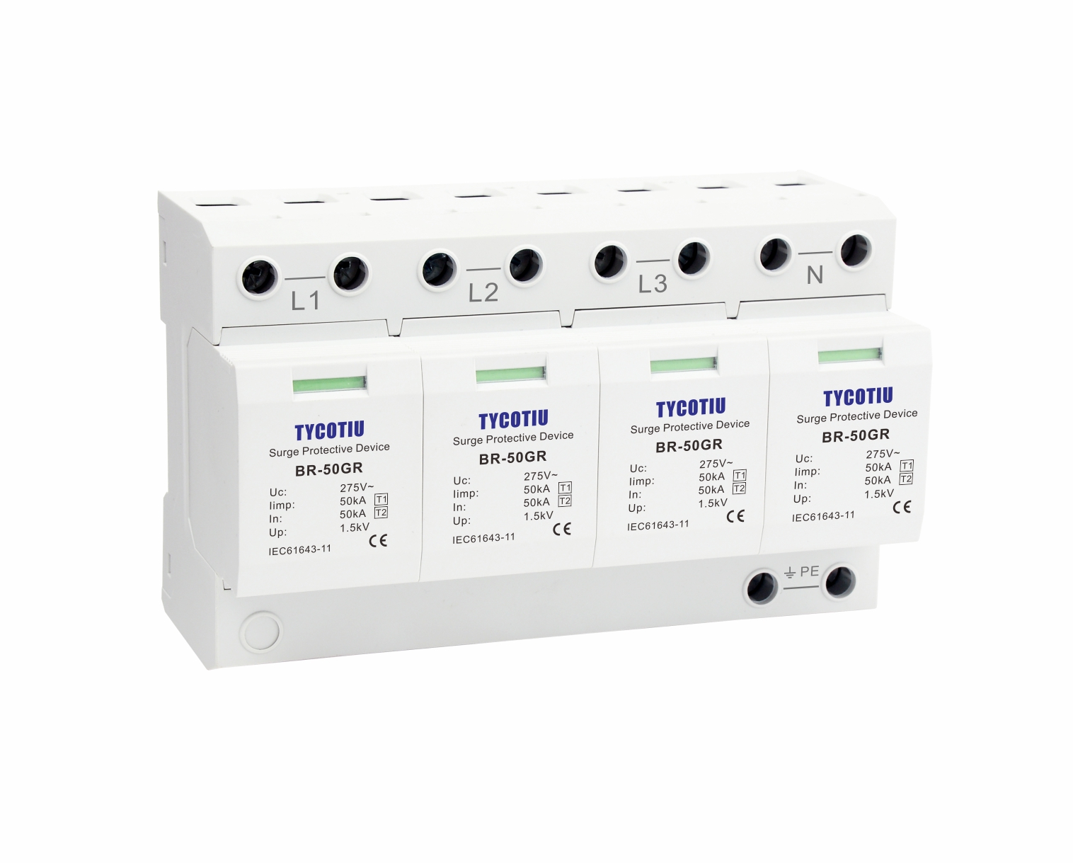 BR-50GR 3P Lightning Arrester Whole House Electrical Equipment Surge Protector Industrial Surge Protection Device