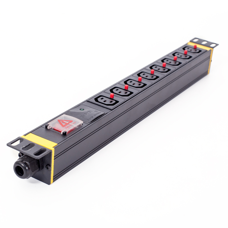 19 Inch C13 8 Way IEC PDU With Switch Surge Protector Anti Pull-off Socket Aluminum Alloy Black 125A Power Distribution Unit