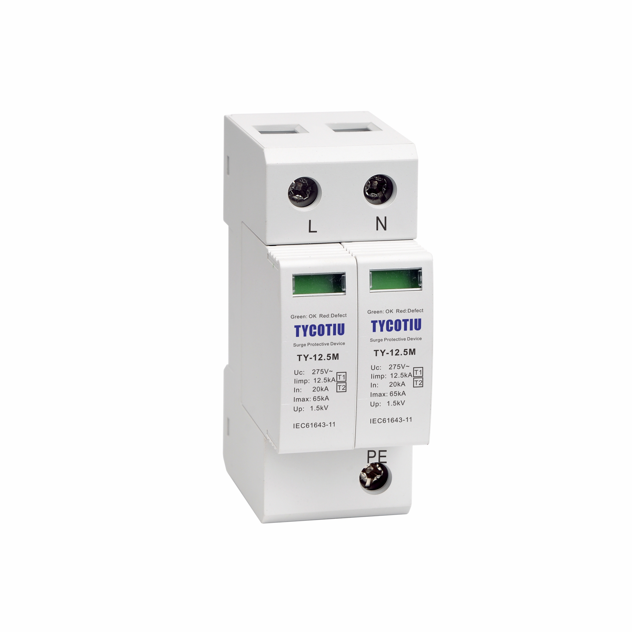 TY-12.5M T1 12.5kA AC SPD Devices Type 1 Thunder Lightning Arrester Low-voltage Arrester Device Lightning Protection spd t1t2