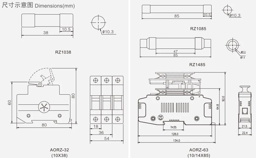 DC PV Solar Fuse 1500V PV 15A 25A Fuse Holder