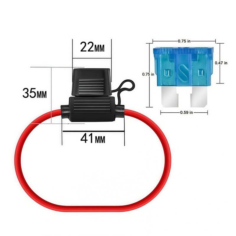 18AWG Waterproof Fuse Holder for Automotive Inline ATC/ATO Fuse Block with 10-18AWG Copper Wire in Stock