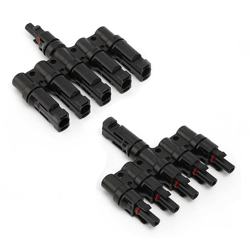 CZJSMX MC 4 Solar Panel T Branch 5 to 1 5M/F + 5F/M Cable Connector Solar Wire Connector T-Type T5 Coupler Combiner