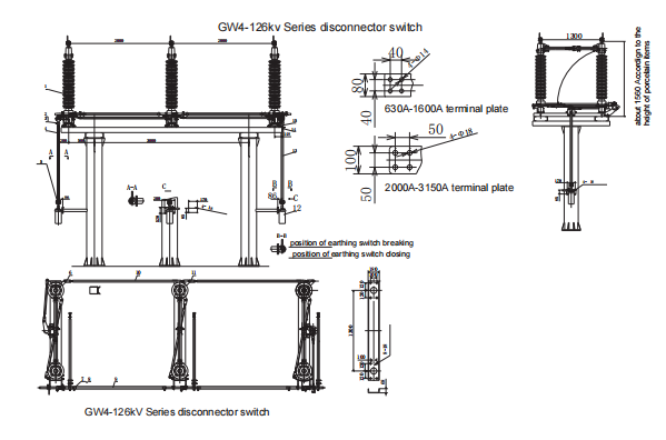 GW4-72.5 69kv Switch 72.5KV 2000A 3150A Disconnecting Break Switch High Voltage Switch Disconnectors