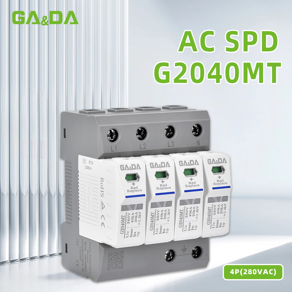 20kA-40kA Surge Protector for LV 4P Type 1 SPD Lightning Arrester
