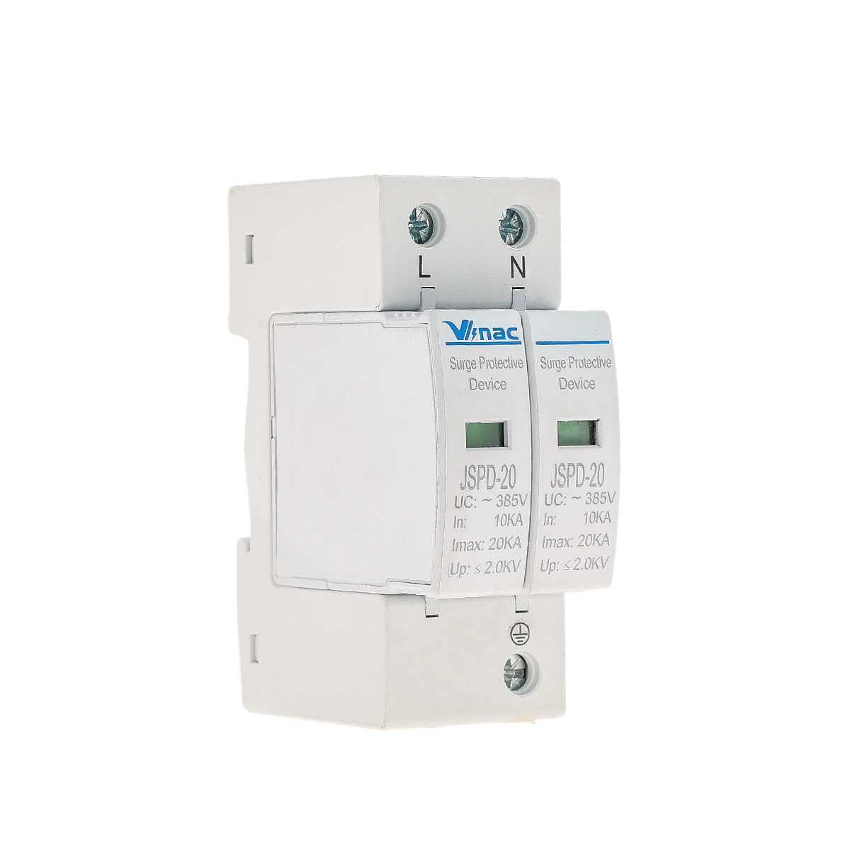 SPD 2P Surge Circuit Protector 20KA-60KA 220V-385V AC Industrial Copper Whole House T2 Lightning Protection