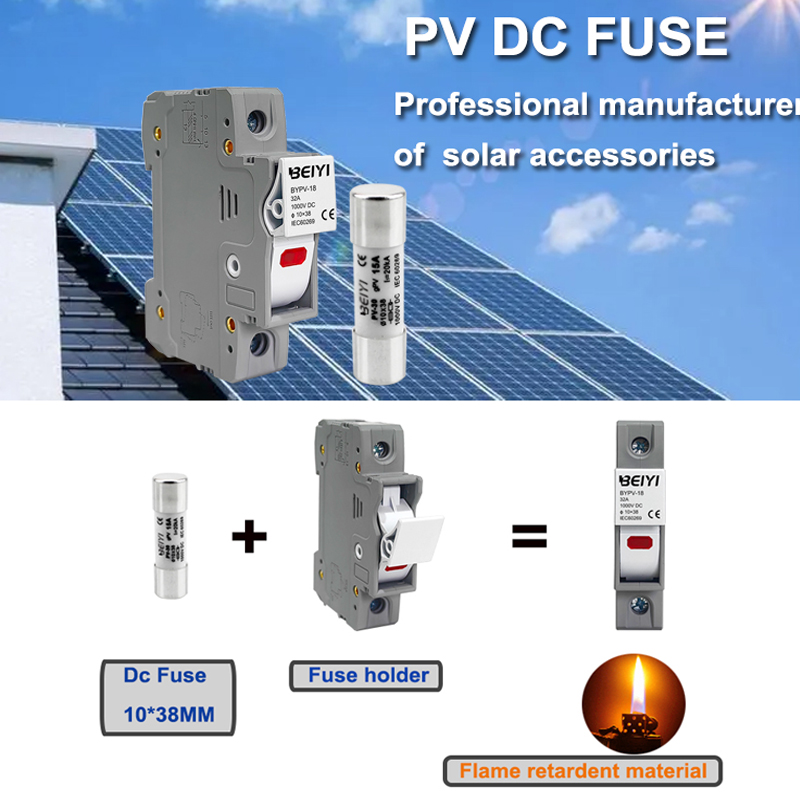 1000V DC Solar Photovoltaic Fuses 6A-32A High Voltage Electrical Protection for Photovoltaic Systems Matched Fuse Holder