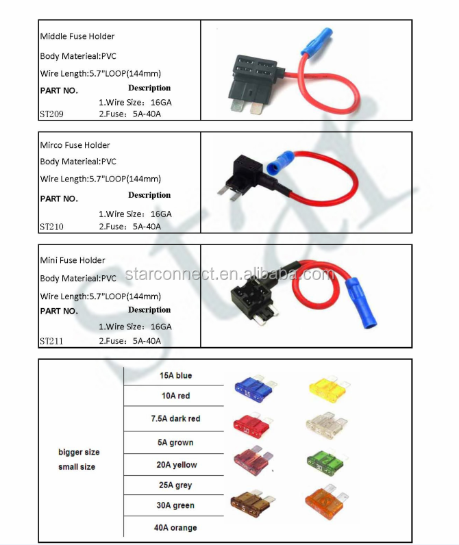10 12 14 16 18 20 AWG Inline Loop Fuse Holder for ATC ATO Blade Fuse Waterproof Red Wire Copper 12V 15 20 25 30 a Power Blade