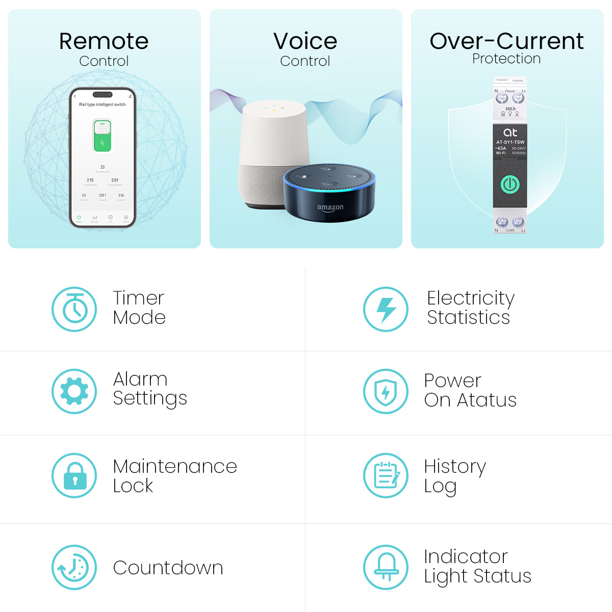 AT SY1 TUYA Mini Zigbee Switch Multi Functional Smart Circuit Breaker SY1 Metering Timer Remote Control By Smart Life APP