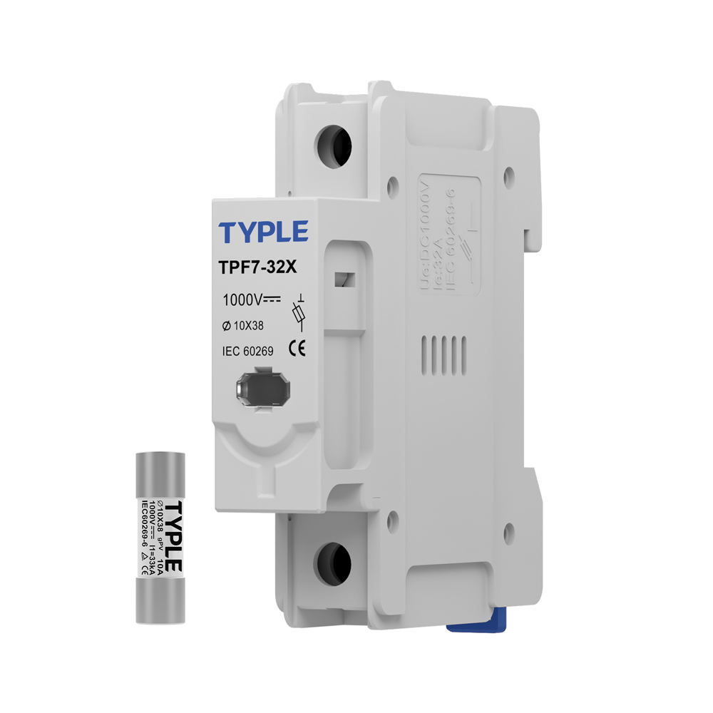 TYPLE 1000V DC Fuse Holder 1P 10x38mm DIN Rail Mount Solar PV Fuse Base LED Indicating for Combiner Box Protection CE Certified
