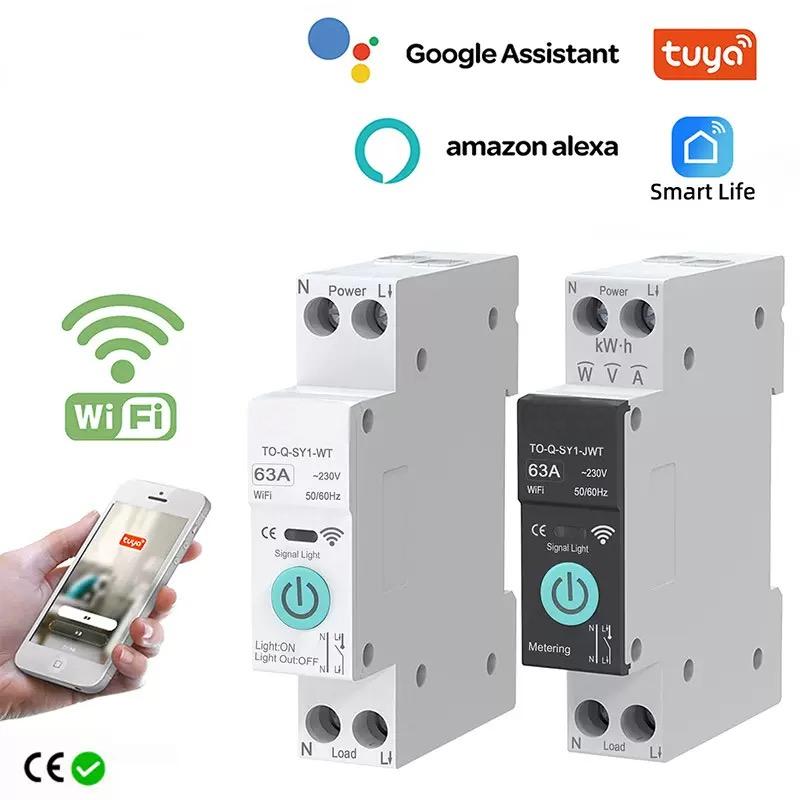 Ewelink 1P+N 63A 220V WIFI Smart Switch Energy Mini Kwh Metering ESP8266 Circuit Breaker Timer Relay MCB for Smart Home