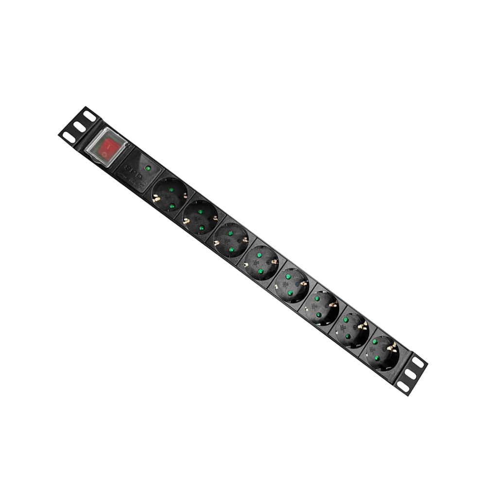 Anti-Aging Rack-Mount 16A 220-250V Surge Protector 8-Socket Industrial Grade Aluminum Alloy Power Distribution Unit Basic PDU