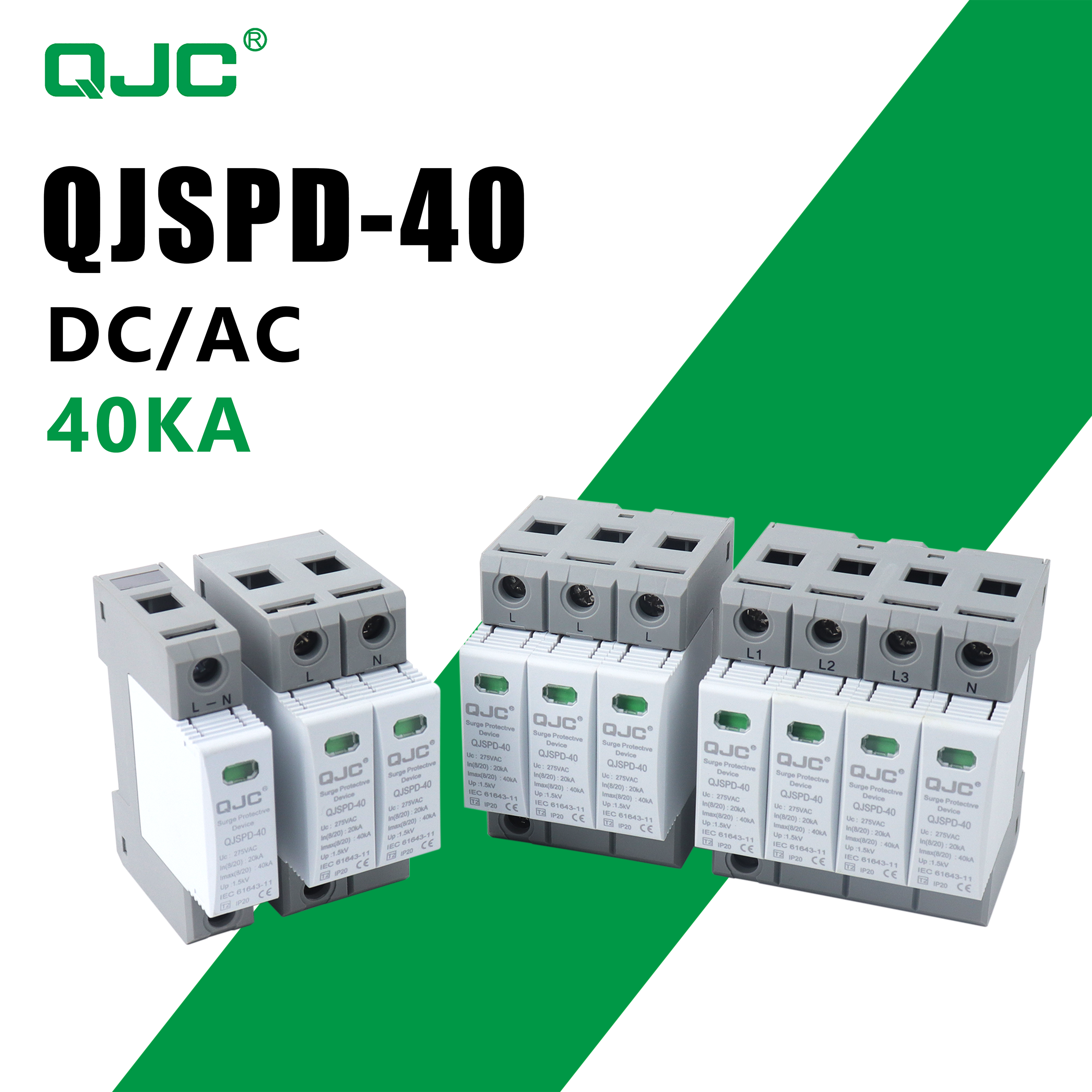 1000V DC Surge Protector for Photovoltaic Combiner Box, 40KA Whole House SPD