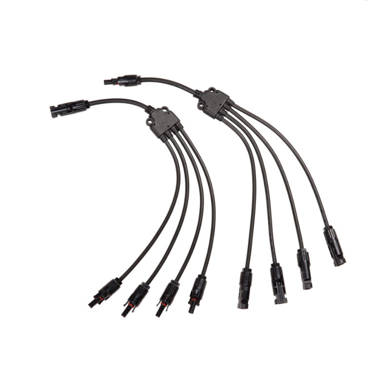 High Current IP67 Waterproof Y-Type Solar Connector 2 to 1 Branch Parallel MC4 Connector 30A 1000V DC for Photovoltaic Systems
