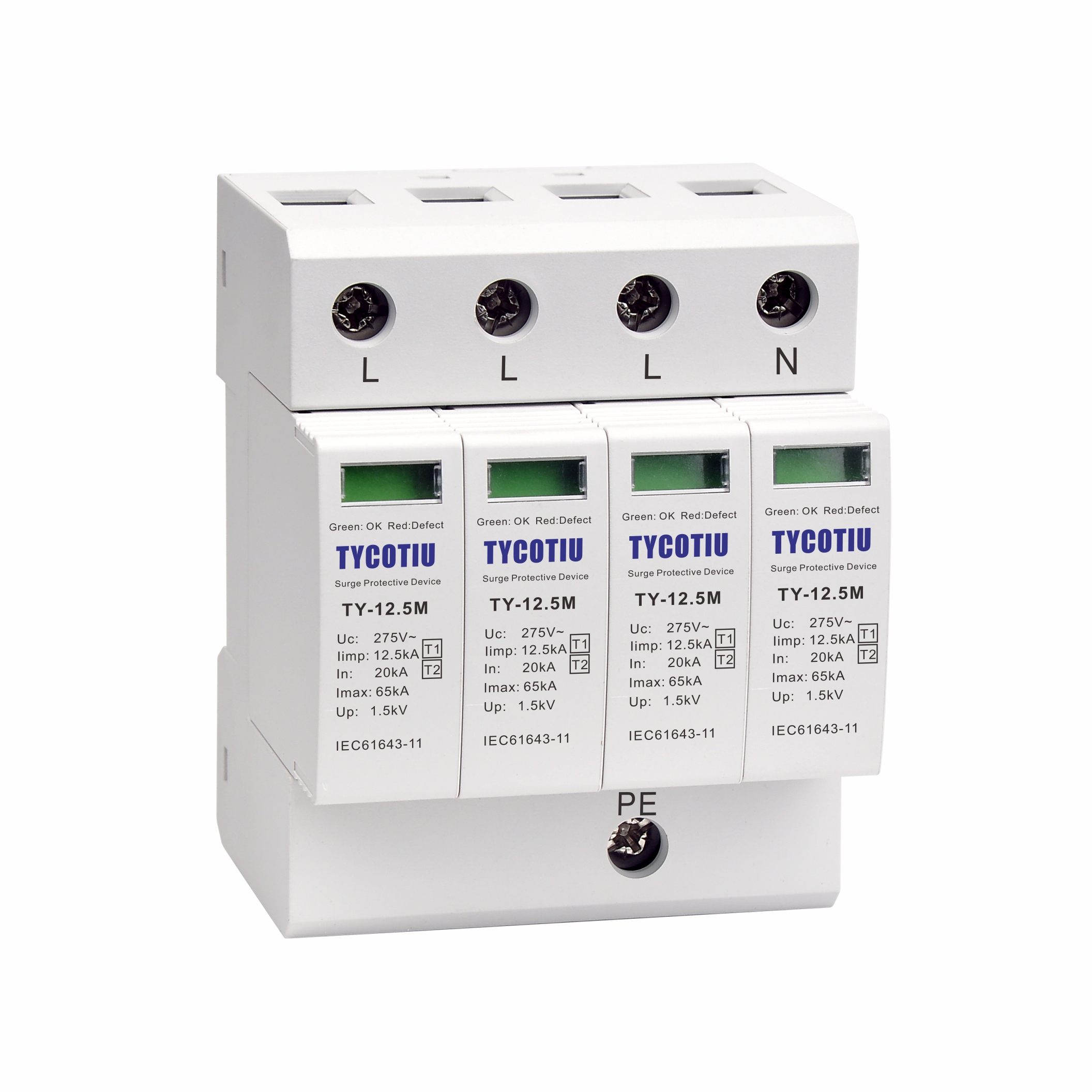 TY-12.5M T1 12.5kA AC SPD Devices Type 1 Thunder Lightning Arrester Low-voltage Arrester Device Lightning Protection spd t1t2