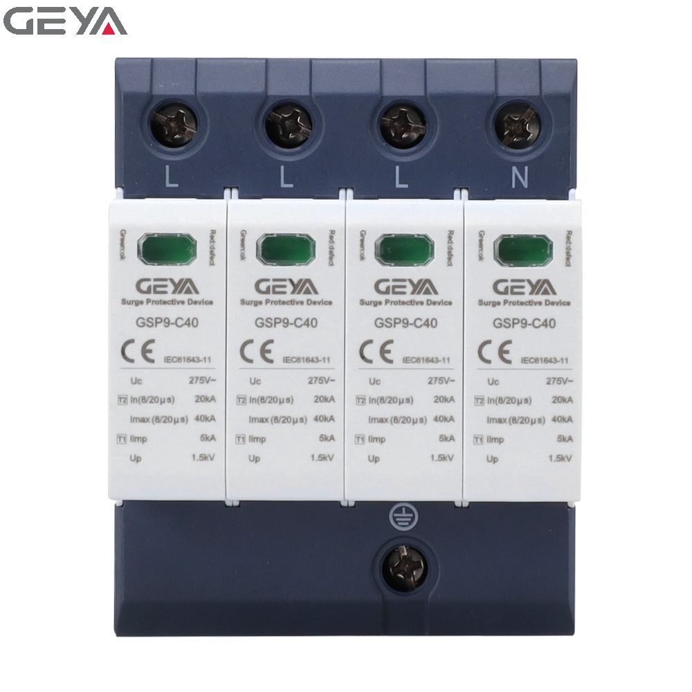 GEYA GSP9-C40-4P-40KA-275V Good Quality Surge Protection Device 4P AC SPD Type c Whole House Surge Protector Type1