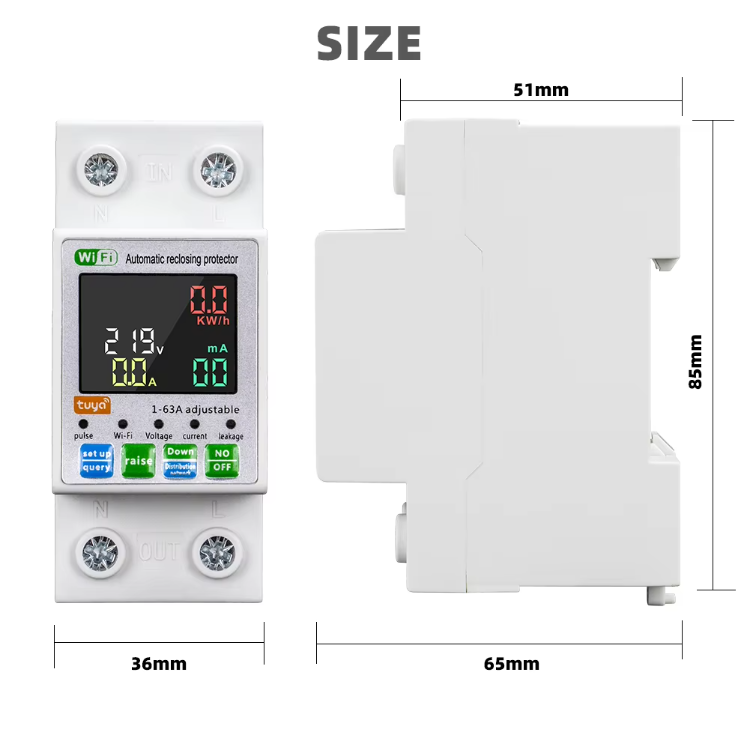 63A 2p Mini Plastic WiFi MCB Intelligent Circuit Breaker with Live Energy Metering Protection Timer Relay for Smart Home 220V